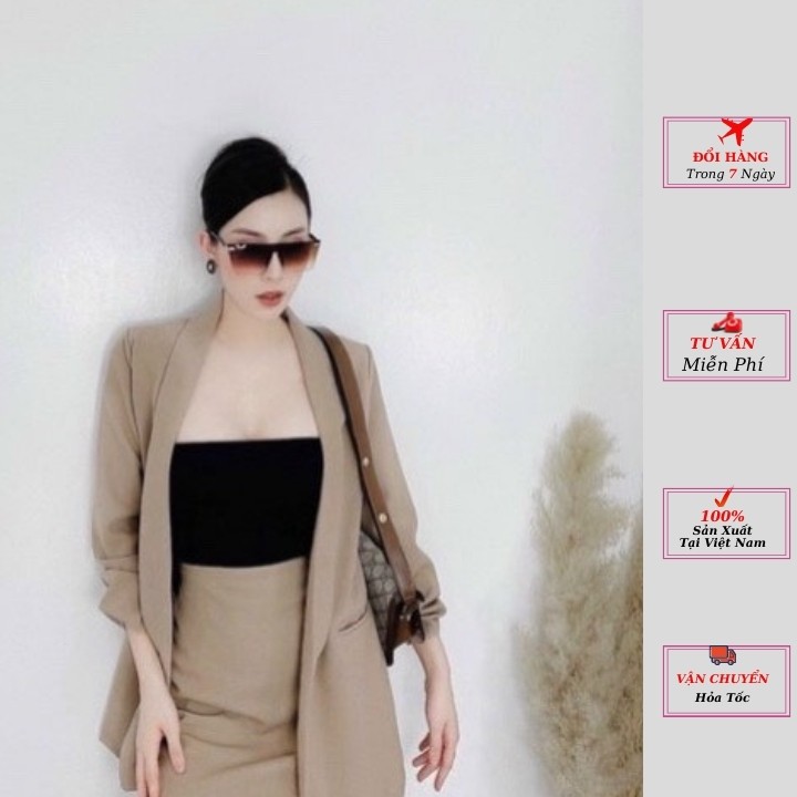 set áo vest nữ chân váy chữ a công sở kiểu dáng hàn quốc màu trắng xanh nâu hàng cao cấp phong cách YoLo-Fashion