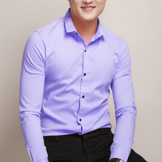 Áo sơ mi nam trơn cotton lụa thái tay dài đẹp