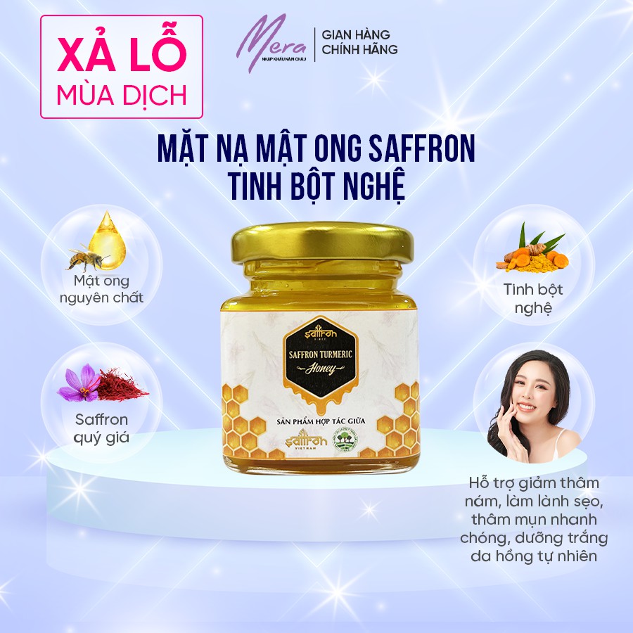 Mặt nạ mật ong Saffron tinh bột nghệ giảm thâm nám tàn nhan, dưỡng trắng da