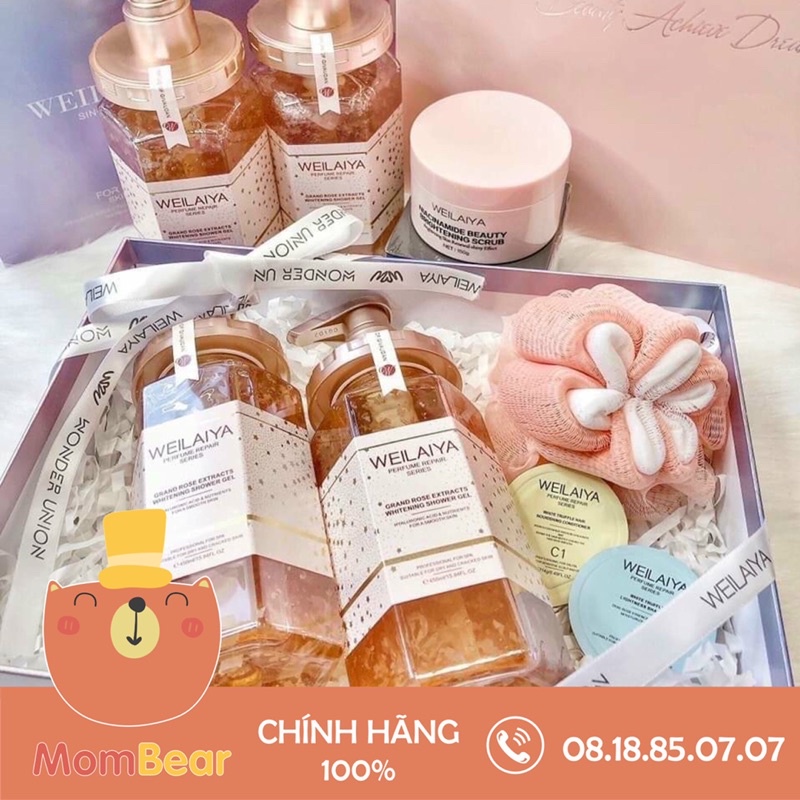 [Tặng bông tắm+sét mini] Sữa Tắm Trắng Da Cánh Hoa Hồng Tươi WEILAIYA Grand Rose Extract Whitening Shower Gel 450ml