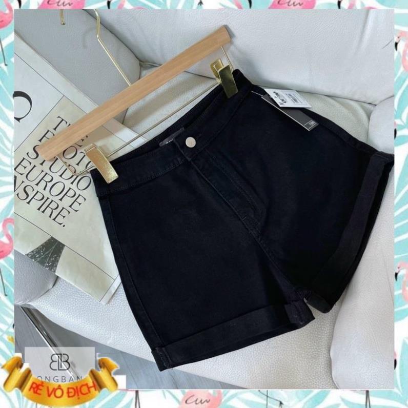 Quần sooc jeans trơn gập gấu nhiều màu cạp cao siêu đẹp hothit