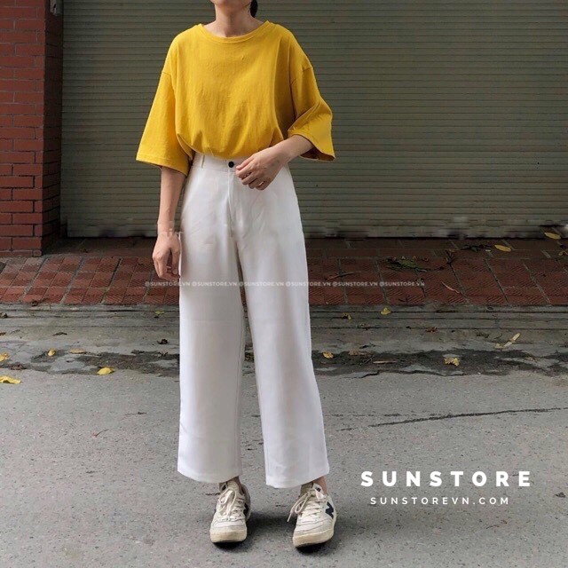 Quần culottes ống suông dáng lửng cạp cao nhiều màu | BigBuy360 - bigbuy360.vn