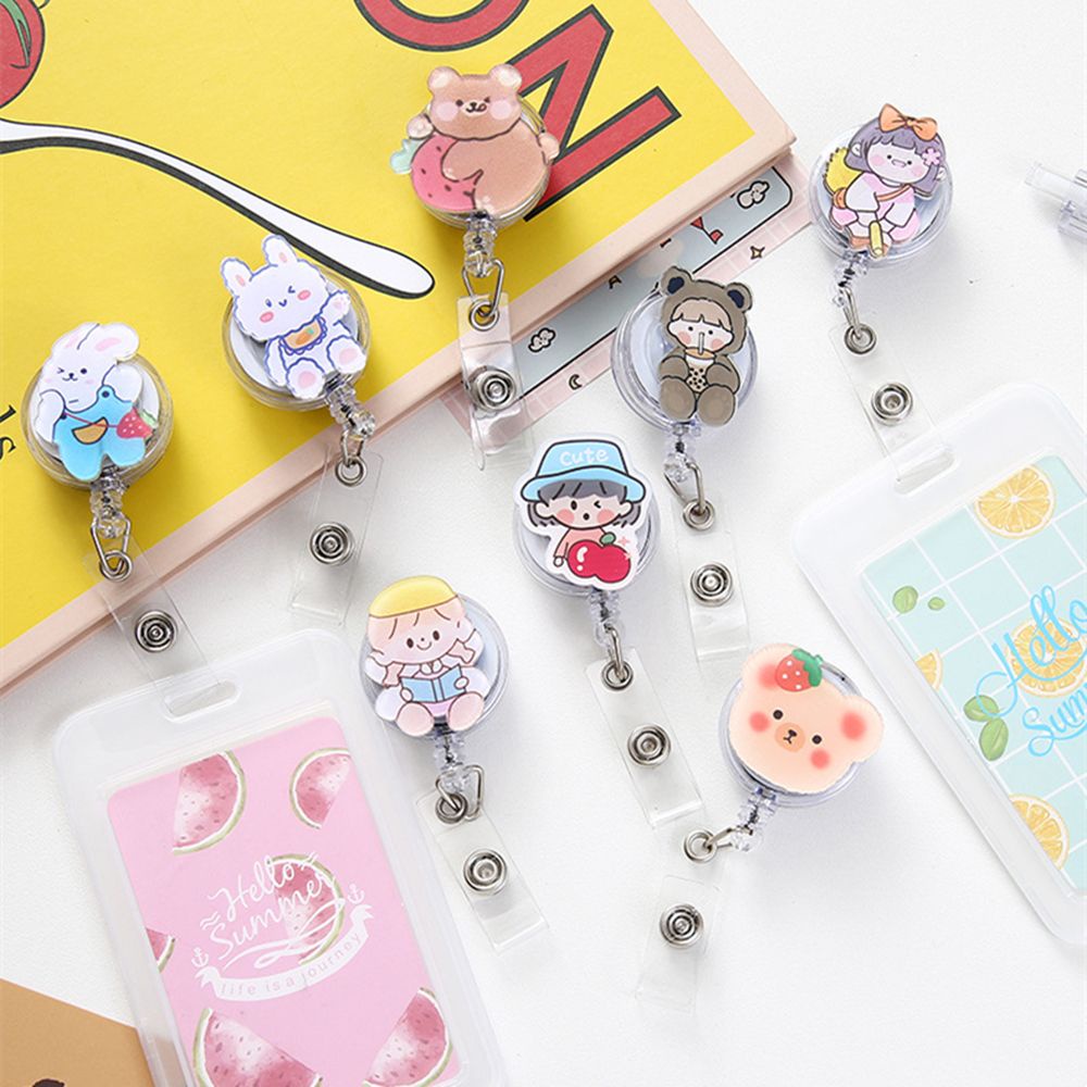 Kẹp gắn bao đựng thẻ ID co dãn thiết kế họa tiết dễ thương