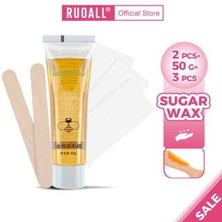 RUOALL Wax tẩy lông Kem tẩy lông Triệt lông Vĩnh viễn 50g Kèm 3 tờ giấy và 2 que wax