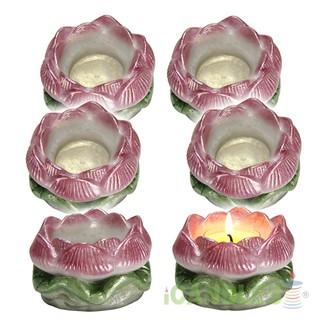 COMBO 6 chân đế nến tealight hoa sen bằng đá poly