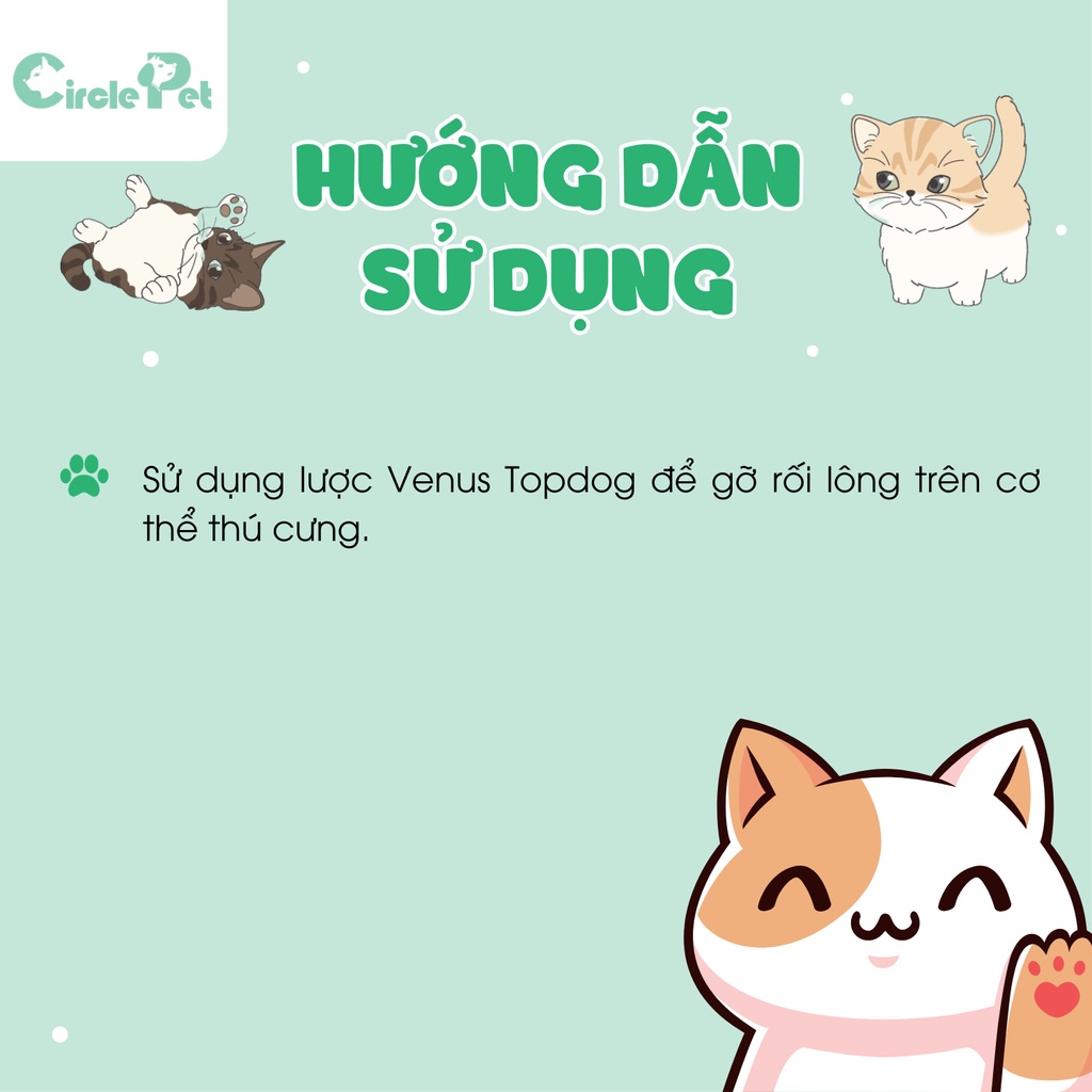 Lược Gỡ Rối Lông Chó Mèo Venus TopDog Chải Mượt Lông Có Lớp Cao Su Đệm Khí - Circle Pet