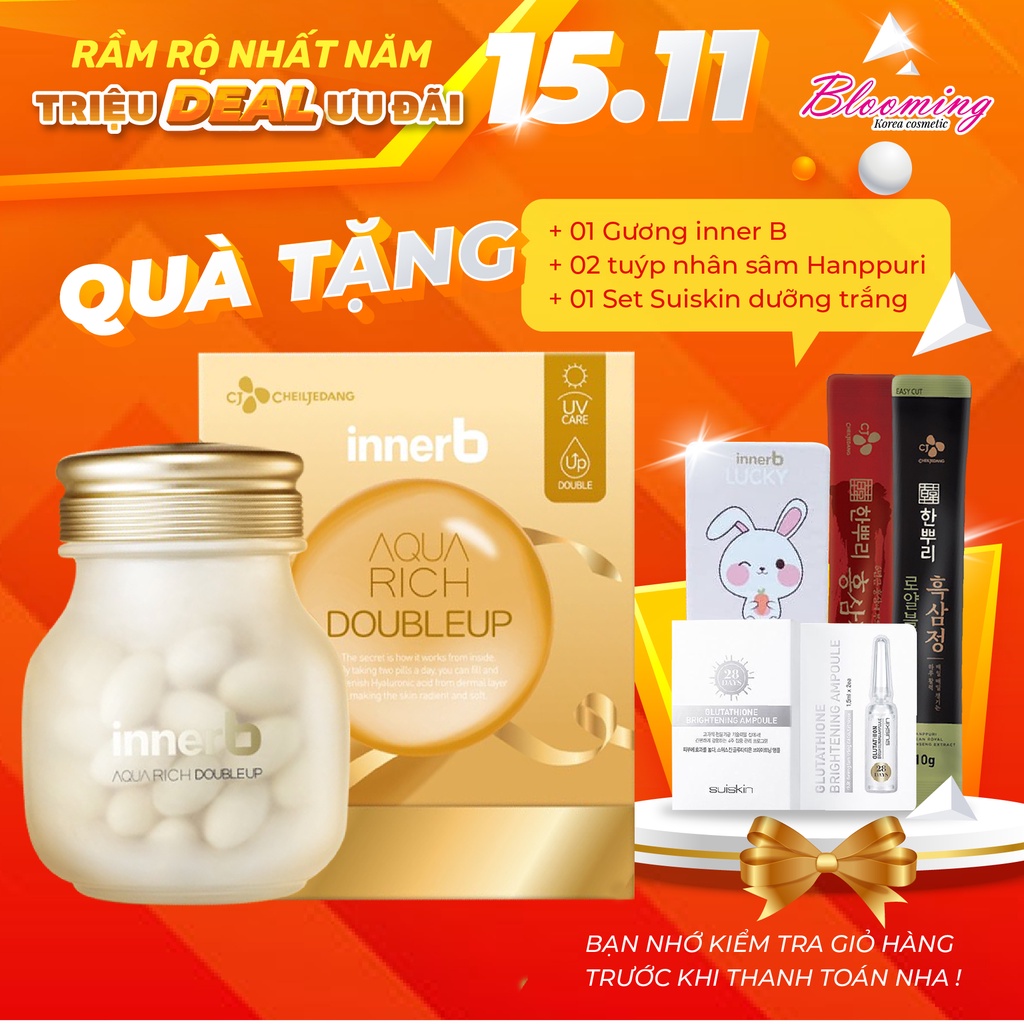 [PHIÊN BẢN NÂNG CẤP] Thực phẩm bảo vệ sức khỏe INNERB AQUA RICH DOUBLEUP(giữ ẩm da sáng mịn từ AxitHyaluronic) 70 viên
