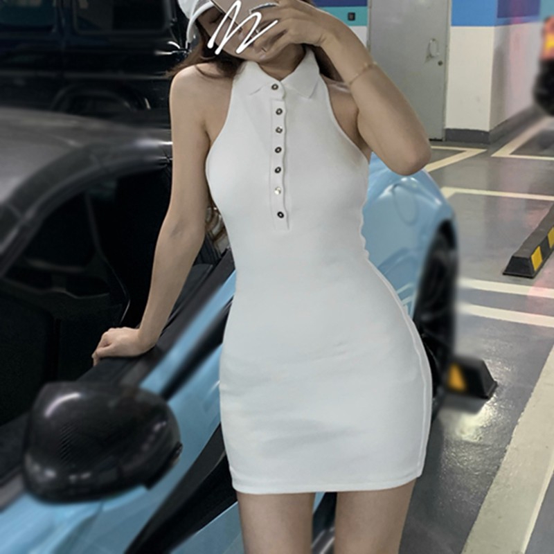 Đầm Ôm Không Tay Màu Trơn Gợi Cảm Cho Nữ