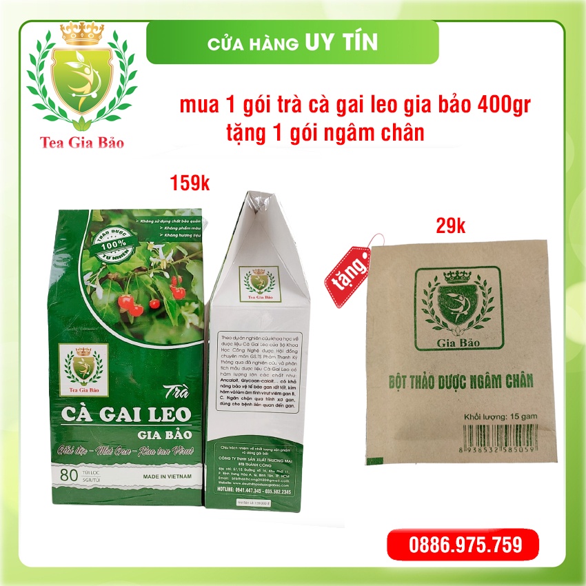 Trà Cà Gai Leo Gia Bảo 400gr/80 túi lọc - [ tặng bột ngâm chân ] - giải độc mát gan, xóa tan virut, thanh lọc cơ thể