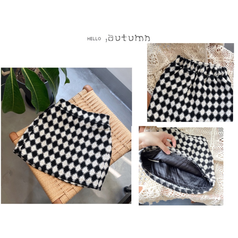 Chân váy chữ A họa tiết ca rô cho bé CV659