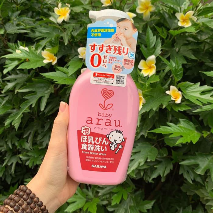 Nước rửa bình sữa Arau Baby Foam Bottle Wash SARAYA chai 500ml /túi 450ml