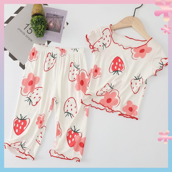 Bộ Đồ Ngủ Ngắn Tay Vải Mỏng Thời Trang Mùa Hè Dành Cho Bé Gái