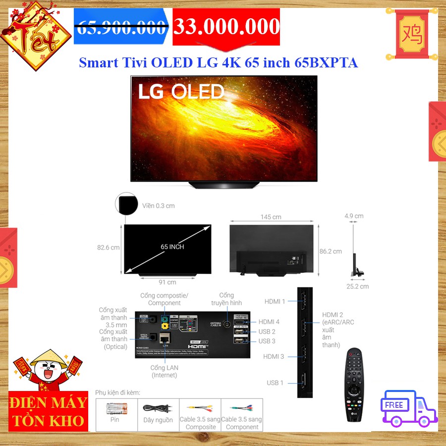 OLED Tivi 4K LG 65 inch 65BXPTA UHD ThinQ AI