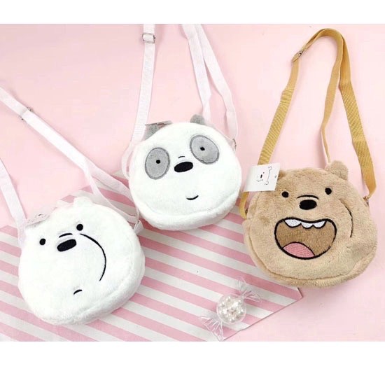 Túi đeo chéo hình mặt Gấu We Bare Bears Chúng tôi đơn giản là Gấu