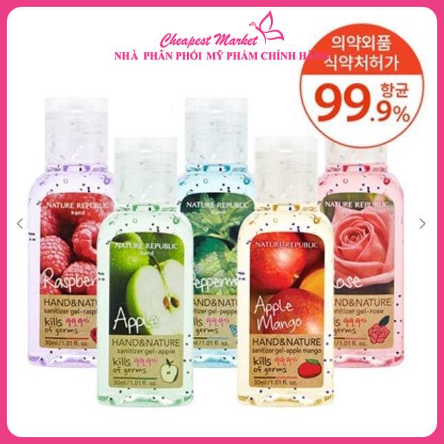 Gel rửa tay khô sát khuẩn không gây nhờn rít, khô da khi sử dụng Nature Republic-30ml