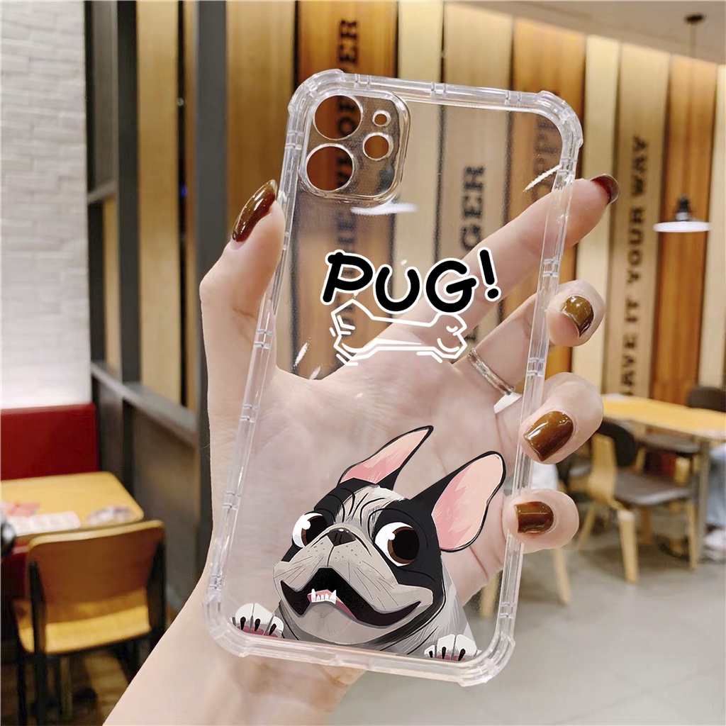 Ốp lưng iphone cún PuG chống sốc trong suốt case 14plus 14 pro max 13 12 promax 11 mini 6 6s 7 8 plus x xr xs Se