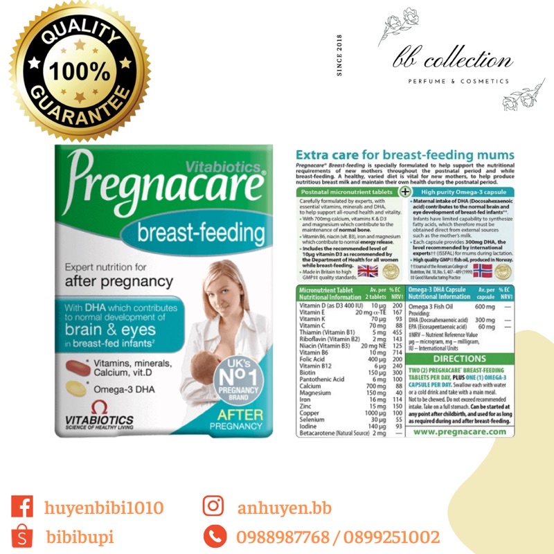 Thực phẩm bổ sung cho phụ nữ sau sinh Pregnacare Breast-Feeding (84 viên/hộp)