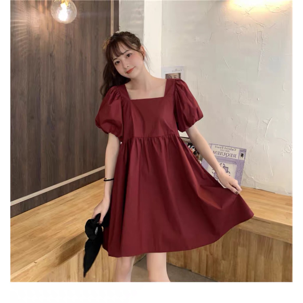 Váy đầm babydoll tiểu thư, đầm nữ ulzzang Hàn Quốc xixeoshop - V4 đỏ