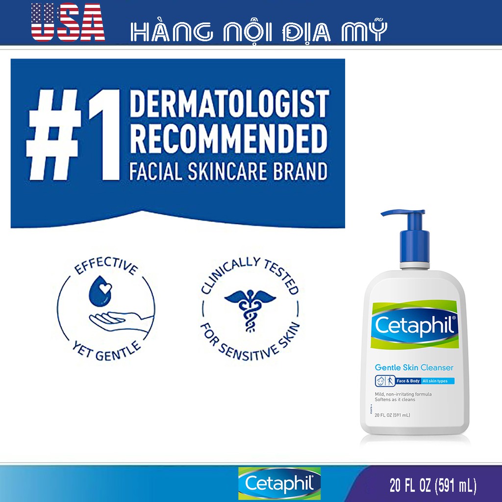 Sữa rửa mặt Cetaphil Gentle Skin Cleanser 591ml (HÀNG LOẠI 1, CAM KẾT KHÔNG GIẢ, NỘI ĐỊA MỸ)