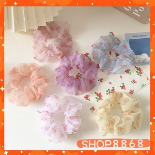 Dây cột tóc lưới scrunchies đào