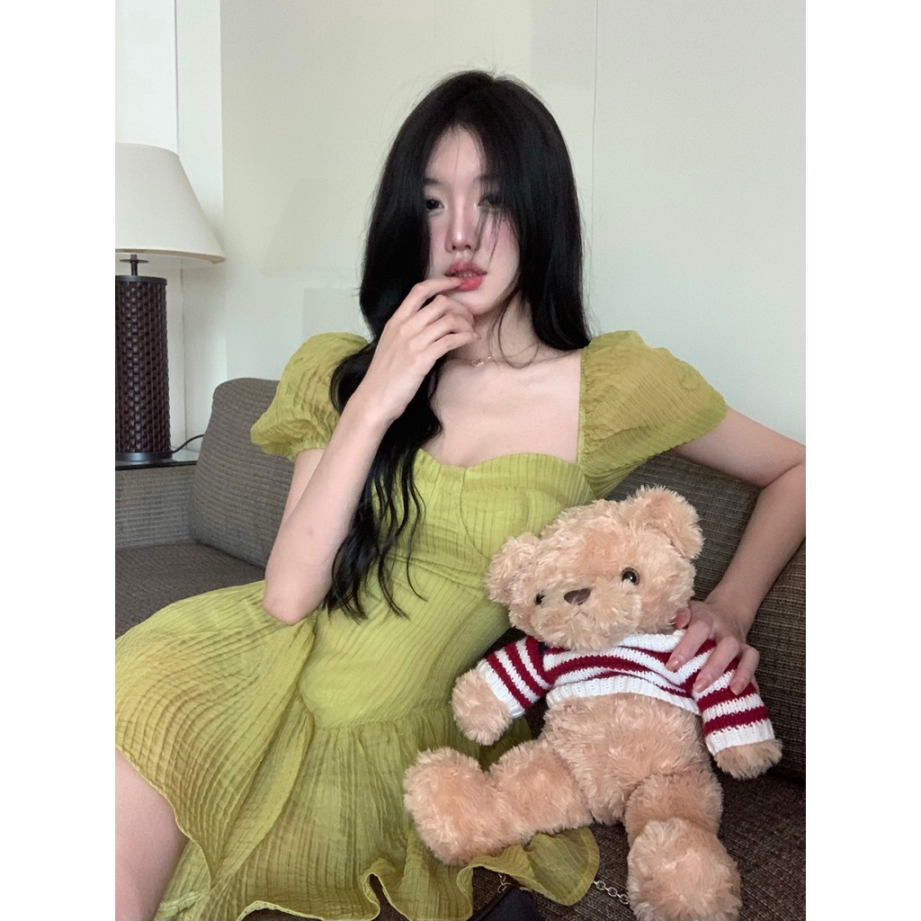 Đầm Chữ a Tay Phồng Thời Trang Mùa Hè Pháp Quyến Rũ