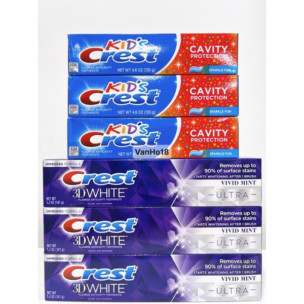 USA_Kem Đánh Răng Crest 3D White Ultra Vivid Mint 158g-147g