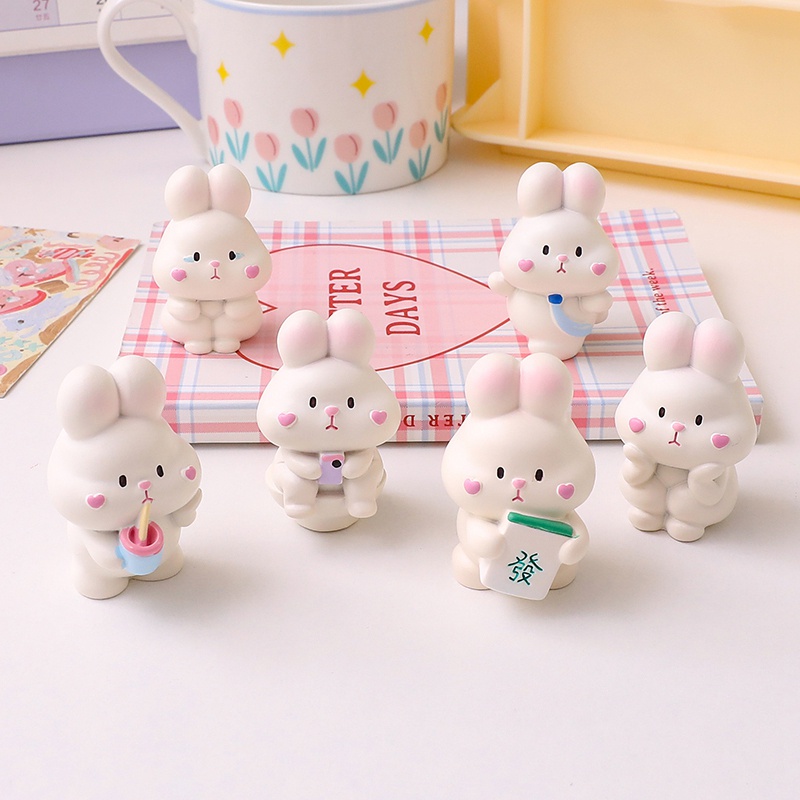 Đồ trang trí Chú Thỏ Hoạt Hình Mini Trang Trí Bàn Làm Việc