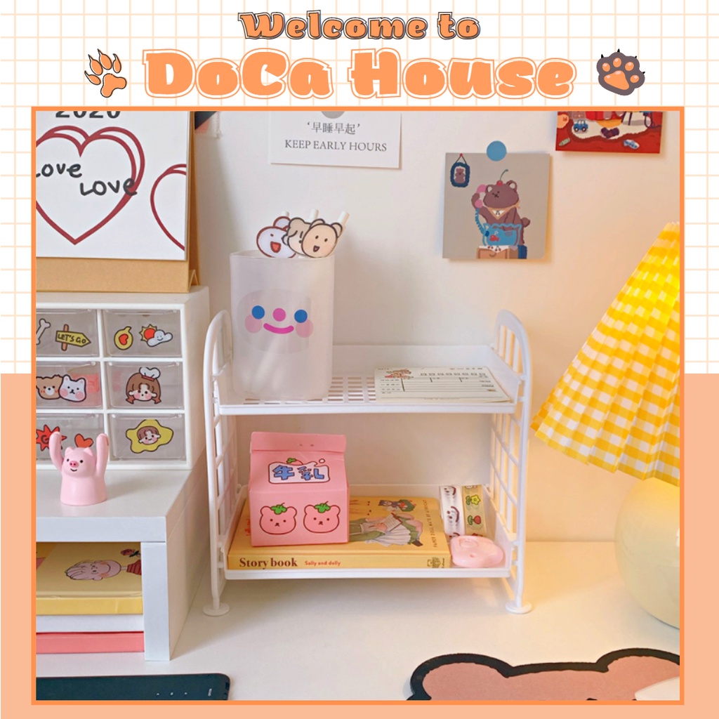Kệ nhựa mini 2 tầng để bàn đựng đồ đa năng siêu xinh - DOCA