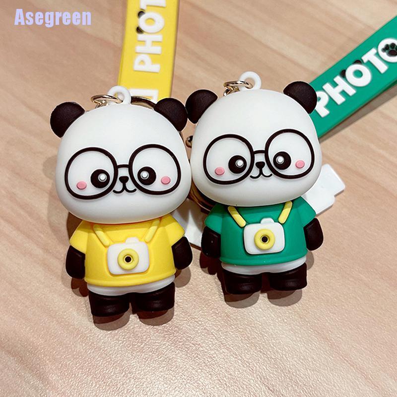 Móc khóa hình máy ảnh gấu trúc 3D dễ thương
