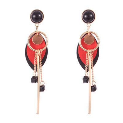 Bông tai Hàn Quốc mẫu mới làm bằng tay hình tròn bằng gỗ