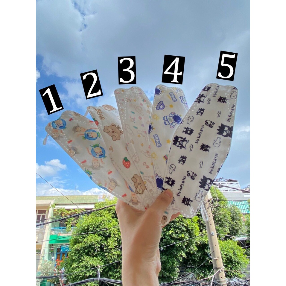 Khẩu trang KF94 Họa Tiết Dễ Thương Hàn Quốc 4D mask (Bịch 10 cái)