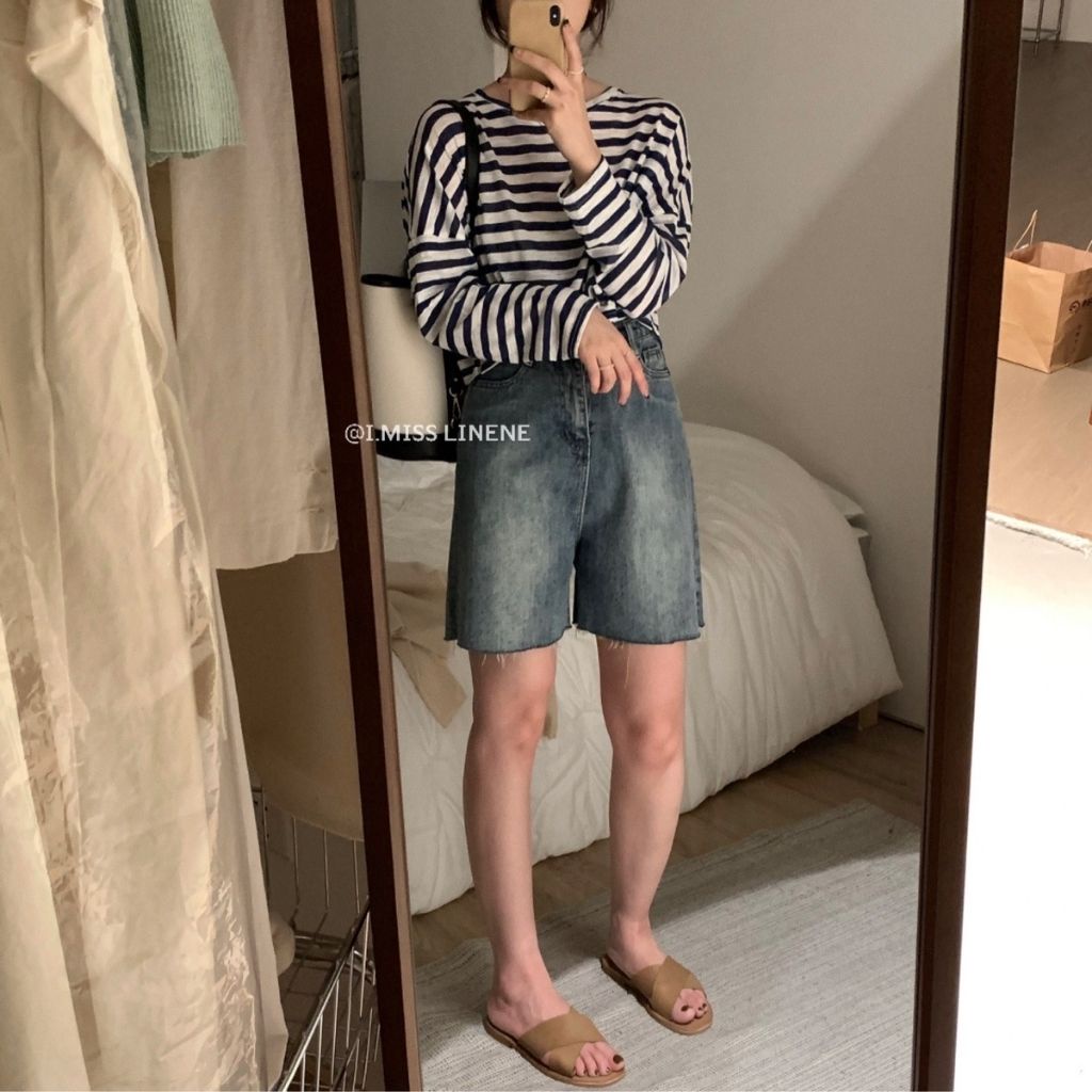 Áo pull kẻ nữ dài tay Hada, chất liệu giấy mỏng nhẹ phong cách vintage - AK05