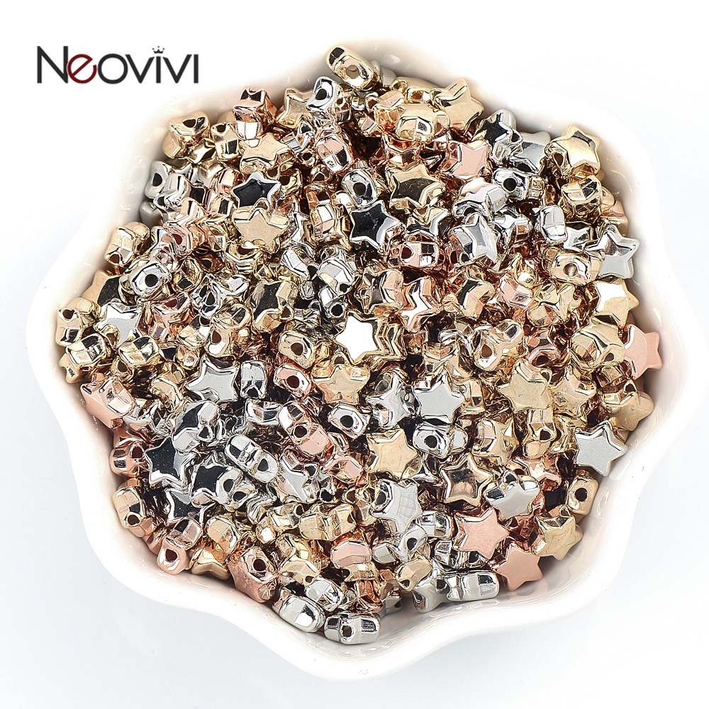 Bộ 50 Hạt Xâu Chuỗi Hình Ngôi Sao 6mm Tự Làm Trang Sức Tiện Lợi