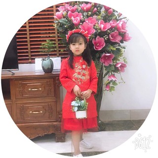 ÁO DÀI CÁCH TÂN TRẺ EM KÈM MẤN ĐỘI ĐẦU