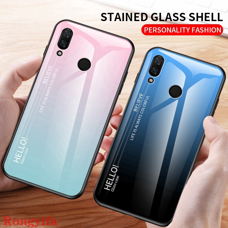 Ốp điện thoại kính cường lực gradient cho HUAWEI NOVA 3I 3 3E P30 LITE 5 4 2I Y9 Y7 2019 Y5 Y6 2018