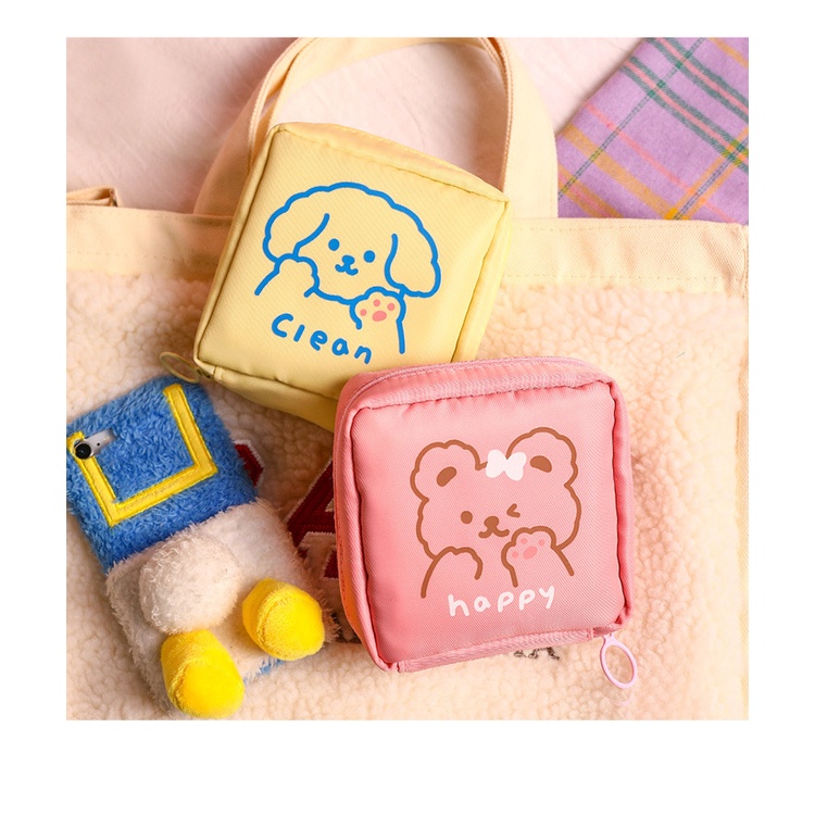 Túi Đựng Băng Vệ Sinh Mini Họa Tiết Hoạt Hình Dễ Thương Cho Bé Gái