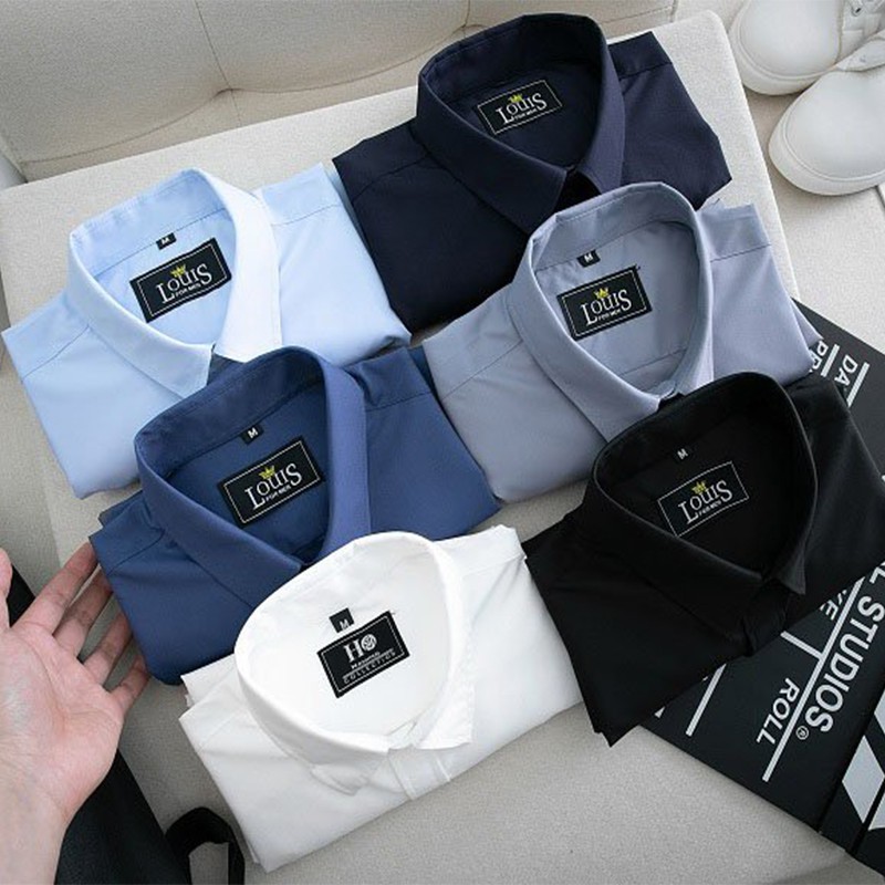 Áo Sơ Mi Nam Công Sở Gấp Hộp Cao Cấp, Áo Sơ Mi Nam Dài Tay Vải Lụa Mềm Mịn, Thoáng Mát VNXK | BigBuy360 - bigbuy360.vn