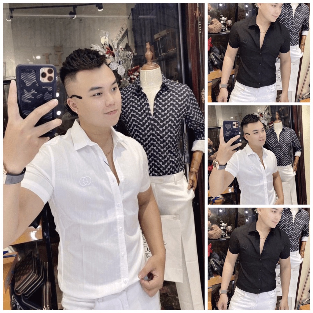 Áo sơ mi nam tay ngắn logo thêu, Vải đũi nhật mềm mịn cao cấp, kiểu dáng sang trọng lịch lãm siêu đẹp [NEW UNISEX]