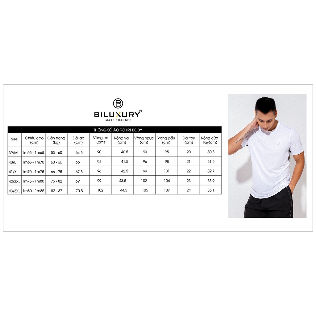 Áo phông nam Biman by Biluxury form chuẩn trẻ trung thun hoạ tiết basic dễ mặc 5APKH001XDU