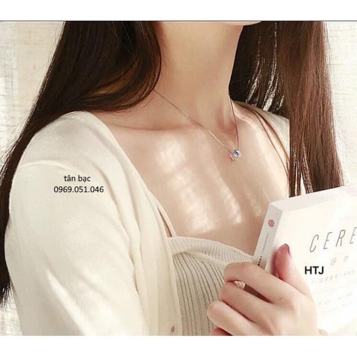 Dây chuyền bạc , hạt pha lê  thay đổi màu sắc khi gặp ánh sáng , kiệt tác từ thiên nhiên ạ