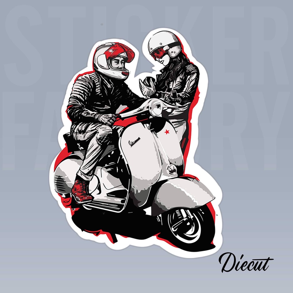 VESPA COUPLE - DIECUT STICKER