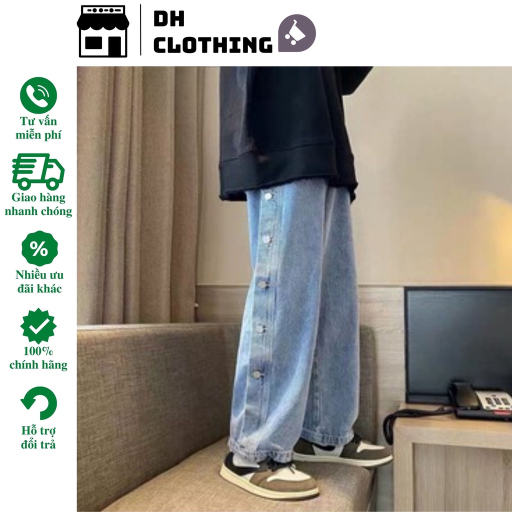 Quần Baggy Jean ống suông , rộng - phối KHUY CÚC siêu HOT -Q11- mang phong cách đường phố- mang xu hướng trend 2022