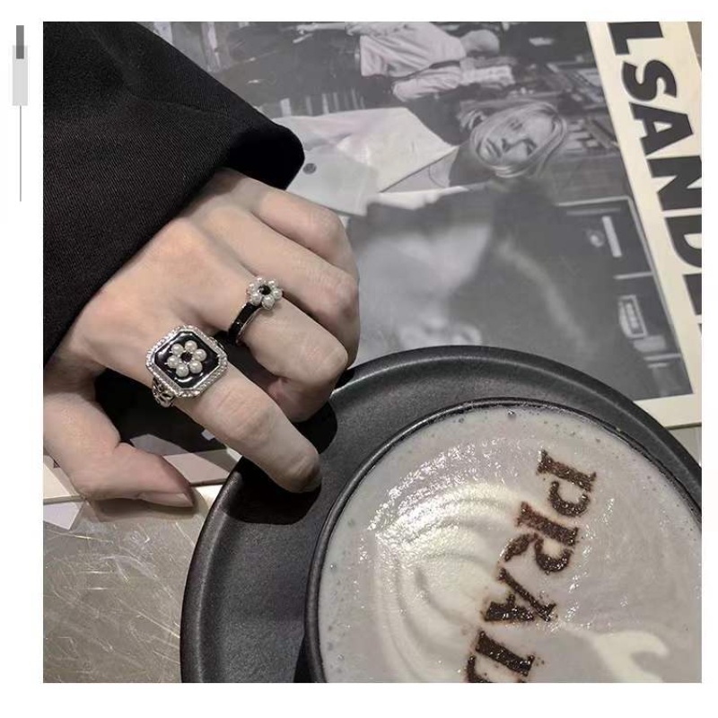 Nhẫn Hở Đính Ngọc Trai Và Hoa Cao Cấp Thiết Kế Cổ Điển Sang Trọng Cho Nữ