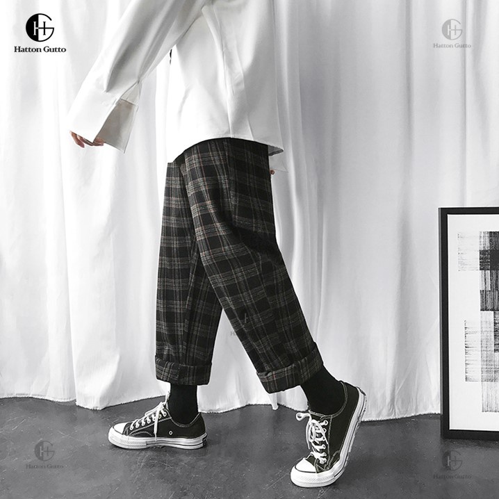 Hatton Gutto Quần Dài Nam Ca Rô Ca Rô Seluar Lelaki