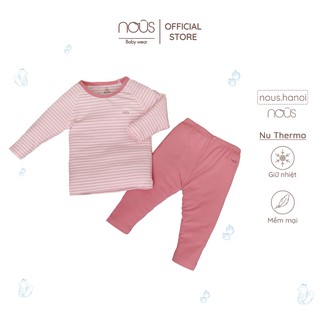 Bộ Quần Áo Giữ Nhiệt Nous Kẻ Hoa Cà vải Nu Thermo (Size Từ 6-9 Tháng đến 18-24 Tháng)