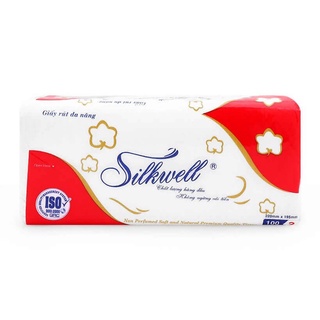 Combo 8 Giấy lau đa năng Silkwell 100 tờ đặc biệt siêu dai, khăn lau bếp sạch dầu mỡ chuyên dụng hàng chính hãng