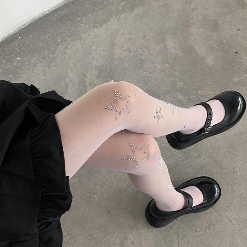 Xixi Quần Tất Mỏng Xuyên Thấu Đính Đá Họa Tiết Ngôi Sao Phong Cách Lolita Cho Nữ