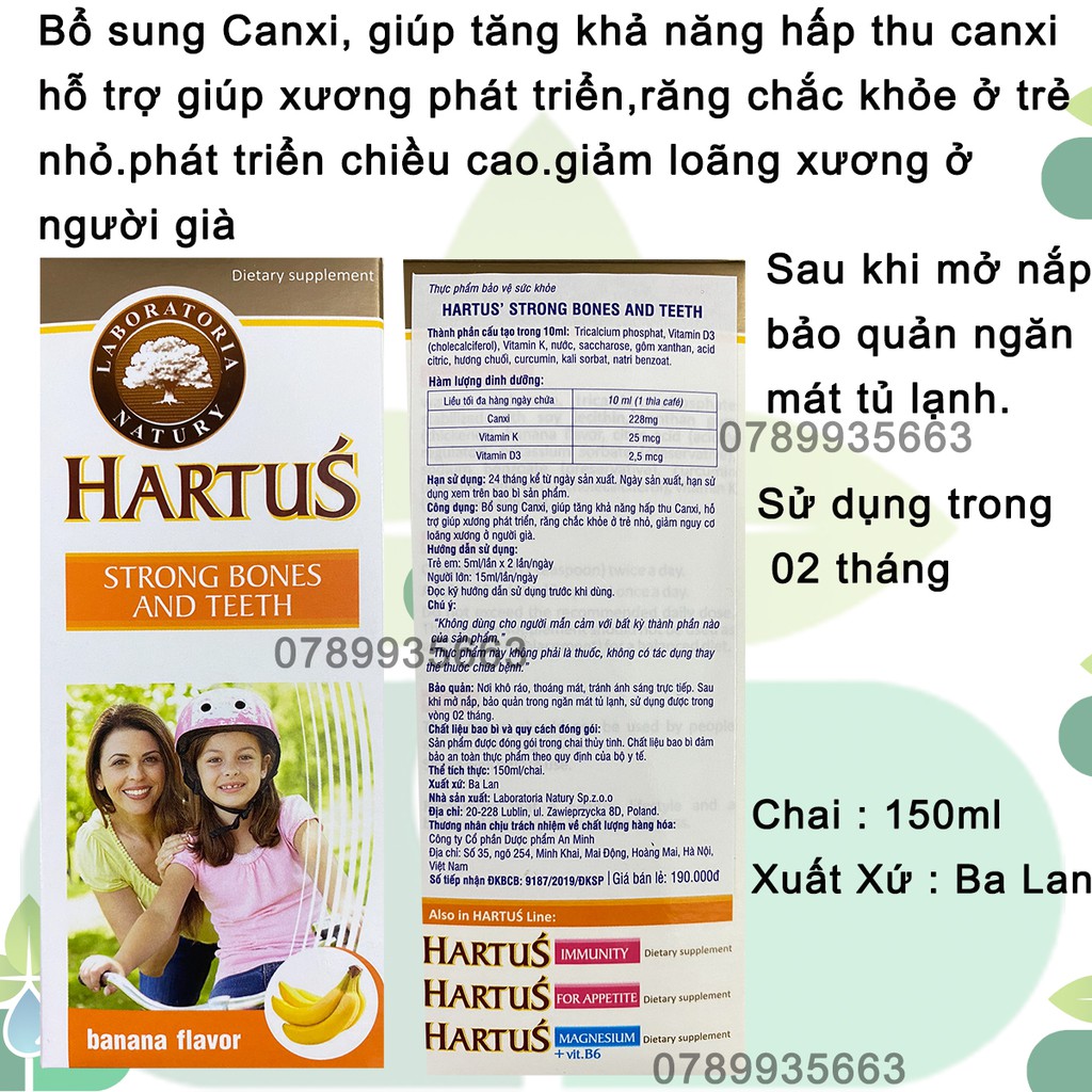 Hartus Canxi.Bổ sung Canxi,Vitamin K+D3 Từ 4 Tháng Tuổi.Phát Triển Chiều Cao Tối Đa