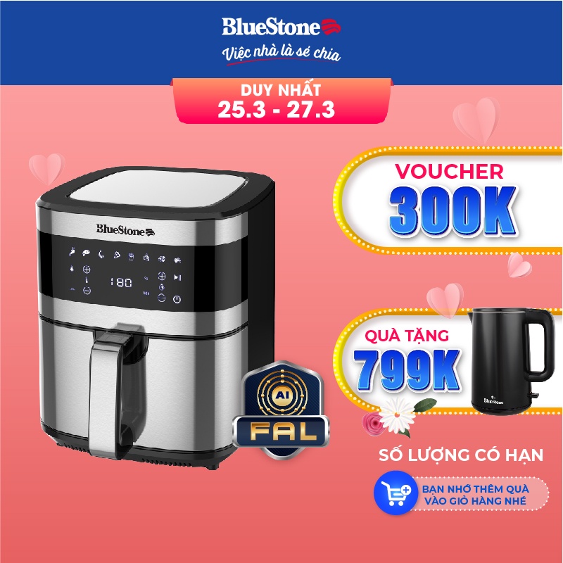 [Mã ELHADEV giảm 4% đơn 300K] Nồi chiên không dầu điện tử 6.5L BlueStone AFB-5885