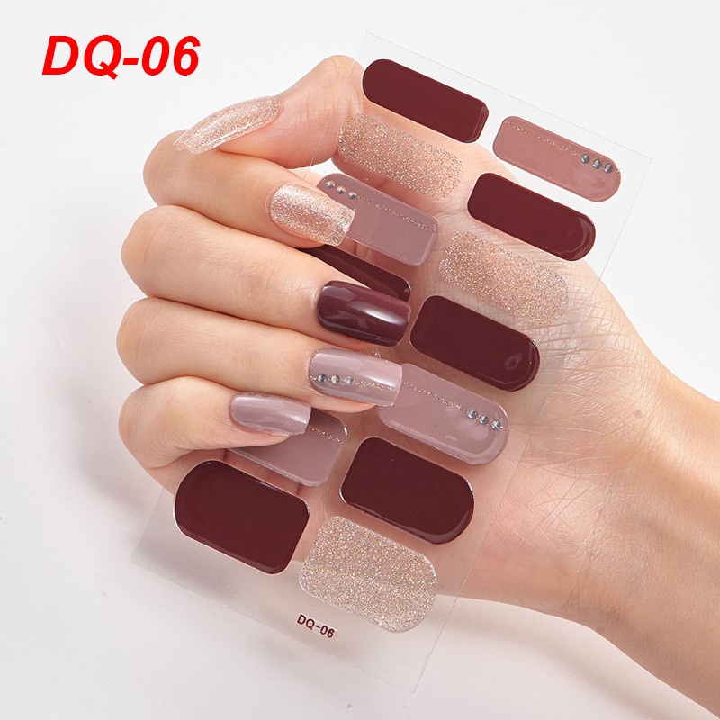 Set 14 Nhãn Dán Móng Tay Diy 3d Thời Trang Mã Dq01-18